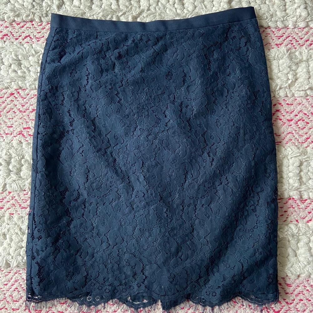 C. Wonder Lace Pencil Skirt Navy
